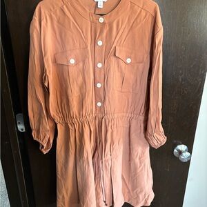 Rust Button-Down Dress